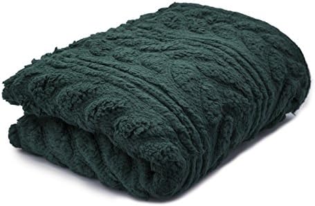 Posh Home Embossed Cable Sherpa Throw Blanket (50x60) (Green)