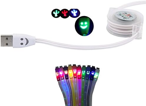39 Inch Self Winding Color Changing Cable Smiley Face High Speed USB 2.0 Micro USB Charging Cable Compatible With Android Samsung HTC LG Note2 Galaxy S3 S4 Data Sync Charger Cord Nokia Nexus BlackBerry Motorola and More esca5-1