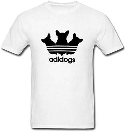 Hillet Men's Adidogs Cotton Graphic T-Shirt White Size S
