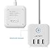 JSVER USB Power Strip - 4.92 Ft Extension Cord with 3 Outlets & 3 USB Ports, Power Cube for Travel, Home, Office, Phones, iPhone X/XS/XR, Tablets, Cruise Ship (White)