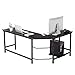 Ulikit Modern L Shaped Computer Desk Corner Gaming Desk Computer Table Workstation Office Wood Top Desk Black 66