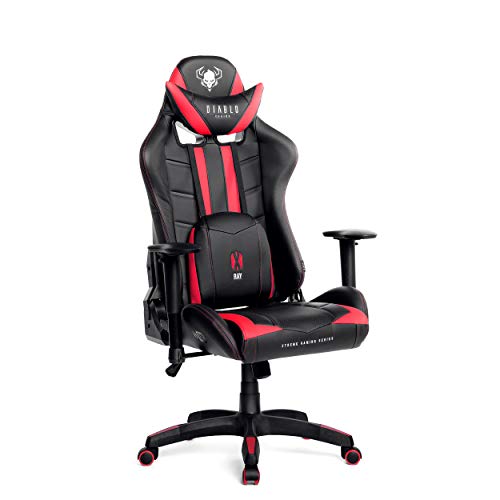 Diablo-X-Ray-Sedia-Gaming-Poltrona-da-Ufficio-Braccioli-2D-Design-Ergonomico-Perforazione-Finta-Pelle-Funzione-di-Inclinazione-Portata-Fino-a-150-kg-Nero-Rosso-L