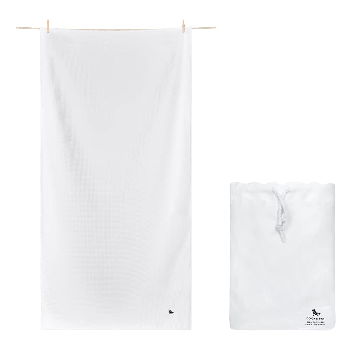 Dock & Bay Bath Towel - For Home - Quick Dry, Super Absorbent - Includes Bag - Classic - Crystal White, Small (85x40cm, 33x16)