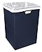 Foldable Large Laundry Hamper With Laundry Bag - Premium Durable Fabric, Plastic Board, Extra-Large Size, Space-Saving & Compact Clothes Basket With Metal Handles (Navy Blue)