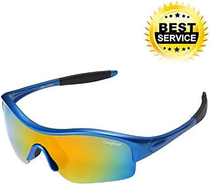 Polarized Sports Sunglasses for Kids Half Frame Cycling Sun Glasses VANTEN Flexible Rubber Sunglasses for Children Boys Girls Age 3-12 (blue)