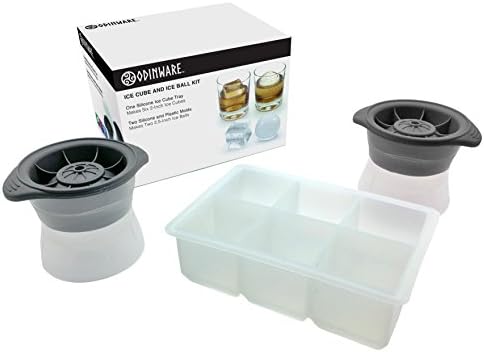 Odinware Silicone Ice Cube and Ice Ball Kit - Giant Ice Cubes Ice Spheres for Whiskey