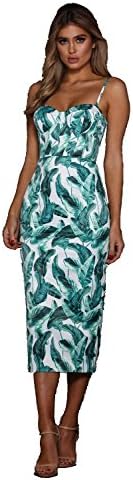 Elle Zeitoune Tropical Palm Print Alannah Bustier Style Dress