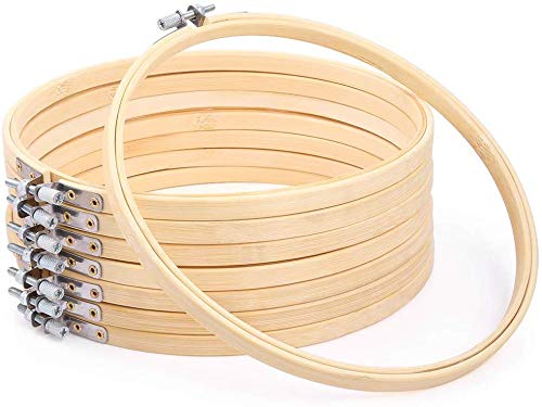 WOWOSS 8 Pieces 8 Inch Embroidery Hoops Wooden Round Adjustable Bamboo Circle Cross Stitch Hoop Ring Bulk for Embroidery and Cross Stitch Art Craft Handy Sewing - Thumbnail 7