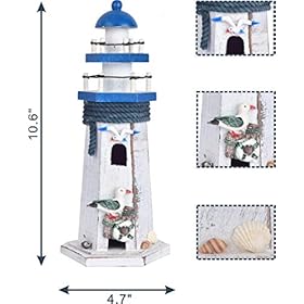 WOODEN NAUTICAL LIGHTHOUSE ANCHOR WALL HANGING ORNAMENT, NAUTICAL LIFE RING WALL AND DOOR HANGING ORNAMENT PLAQUE (white… 41ZulgXqdaL