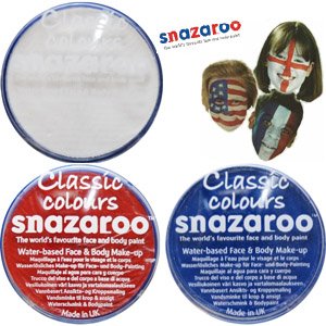(4th of July USA 3 color face paint set) Snazaroo Face Painting Compacts 1 RED, 1 WHITE and 1 BLUE (Large 18ml containers) Celebrate 1000 faces