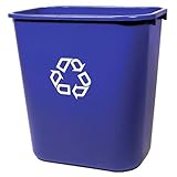 Rubbermaid FG295673 Blue Medium Deskside Recycling Container with Universal Recycle Symbol, 28-1/8 qt Capacity, 14.4" Length x 10.25" Width x 15" Height