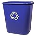 Rubbermaid FG295673 Blue Medium Deskside Recycling Container with Universal Recycle Symbol, 28-1/8 qt Capacity, 14.4" Length x 10.25" Width x 15" Height primary