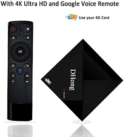 DHong 2018 Android TV Network Set-top Box Google Voice Control Remote, Android 7.1 RK3399 6-Core 64-Bit 4G+32G Media Streaming Player, Hdmi&TypeC Dual Display [Sim Card CDMA 4G Lte Apply Modem&Router]