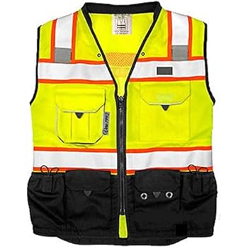 Vero1992 Vest Mens Class 2 Black Series Serveyors Utility Pockets Safety Vests Premium Black Series Serveyors Vest (XX-Large, Yellow/Black)