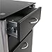 Innovex Archive mobile glass top metal filing cabinet with 3 storage drawers and locking caster wheels, black