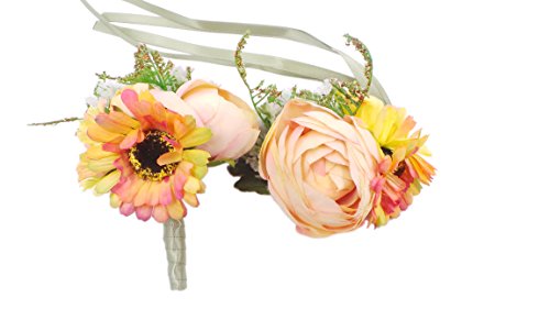 Abbie Home Prom Wrist Corsage Brooch Boutonniere Set Wedding Event Party Wristband Hand Flower Décor (1014CP)