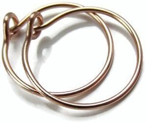Solid 14K Rose Gold Hoop Earrings Nickel Free for Sensitive Ear Lobe Smallish 1/2" Size