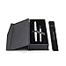 Rollerball Pens Set Fine Point for Men Black Gel Ink Classic Design Stainless Steel Micro 0.5mm with Pen Bag, 1 Extra Refill (Silver Barrel)