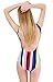 MiYang Women's Sexy Crewneck One Piece Beachwear Bikini Monokini Swimsuit Rainbow Stripe L (US10-12)