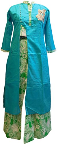 Smsaree Stylish & Designer Premium Quality Ethnic Silk Kurti For Women (Turquoise) - Thumbnail 3
