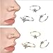 Fake Hoop Nose Ring-Stainless Steel 8 pcs Mens Fake Nose Rings Prevent Allergy No Fading Personality Lip Ear Rings for Women Men