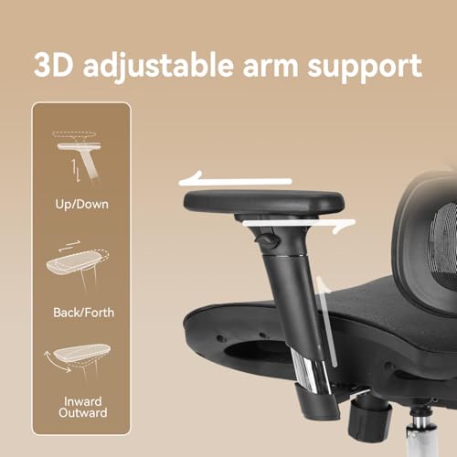 SIHOO M56B Ergonomic Office Chair, High Back Desk Chair, Lumbar Support, Swivel Computer Task Chair with Adjustable Headrest, Tilt Function, Black