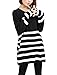 Allegra K Women's Stripes Round Neck Spring Tunic Knit Shirt L Black White