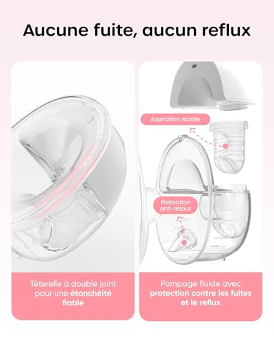 Nuliie Hand Free Electric Breast Pump, Handsfree Breast Pump with 4 Modes, 9 Levels, Memory Function, Rechargeable Milk Extractor with LED Display, Light Weight - 24mm (2 Packs, White)