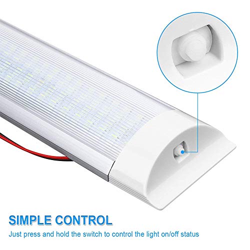 FOLCONROAD Interior Lights LED RV Ceiling Light Roof Lights 2 X 600LM 12V LED Interior Lighting for RV/Camper Trailer Motorhome Van with ON/Off Switch White -Pack of 2