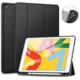 Ztotop Case for iPad 7th Generation 10.2 Inch 2019, Full Body Protective Rugged Shockproof Case with Pencil Holder, Trifold Stand with Auto Sleep/Wake Smart Case Cover for iPad 10.2 2019 - Black