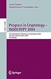 Image de Progress in Cryptology - INDOCRYPT 2004: 5th International Conference on Cryptology in India, Chennai, India, December 20-22, 2004, Proceedings (Lectu