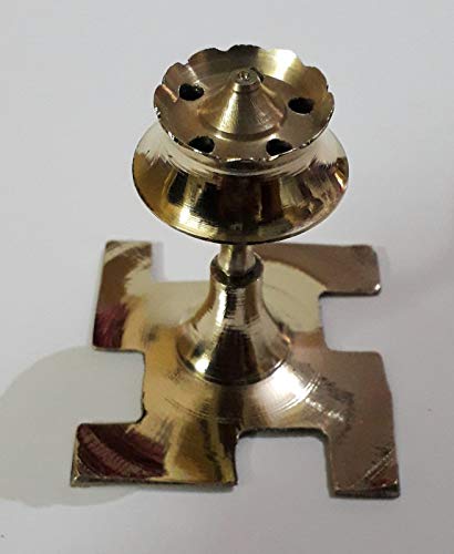 S.S TRADERS Stainless Steel Pooja Laser Thali/Thal for Home & Temple with Deepak, Small Bowl, Incense Sticks Stand 8.5 inch