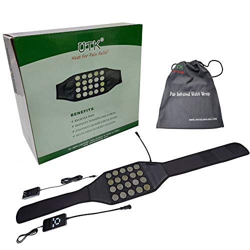 UTK Jade Back Far Infrared Heating Pad for Back Pain, Infrared Heating Wraps for Cramps - Far Infrared Therapy Back Brace for Thigh, Lumbar, Stomach Pain, EMF Free, Auto Off, Smart Controller