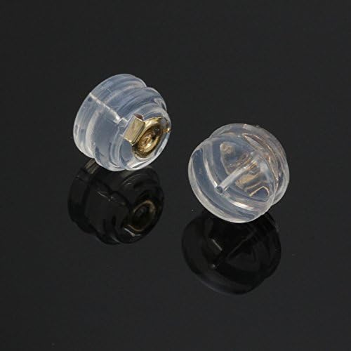 18K Yellow Gold Universal Earring Backs with Soft Clear Silicone, 1 Pair