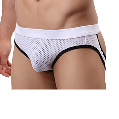 Outtop Men's Lycra Mesh Bulge Sexy Low Rise Jock Straps Briefs Moon Thong Shorts (S((25