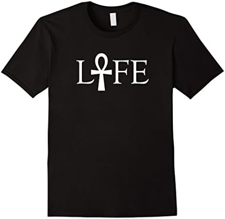 Men's Ankh Life T-Shirt Ancient Symbol of Life Cross With Handle Medium Black
