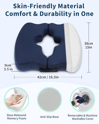 HOMCA Foldable and Adjustable Anti-Bedsore Pillow, Memory Foam Coccyx Cushion for Bedridden People and Long Sitting Periods (Blue)