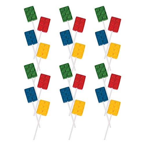 Fun Express Color Brick Lollipop Suckers | Assorted Fruit Flavors | 24 Count | Great for Birthday Parties, Holiday Giveaways, Party Favors, School Treats