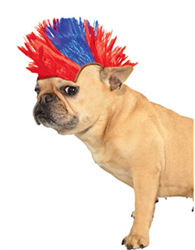 80s Red Blue British American Patriotic Punk Rocker Mohawk Wig For Pet Dog