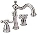 Kingston Brass KB1978AX Heritage Widespread Lavatory Faucet with Metal Cross Handle, Brushed Nickel,8-Inch Adjustable Center