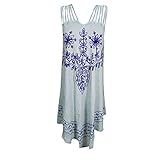 Mogul Interior Womens Tank Back Cut Out Detailed Embroidered Caftan Dress XL