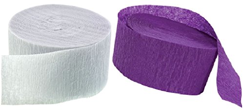 Purple and White Crepe Paper Streamers (2 Rolls Each Color) MADE IN USA!