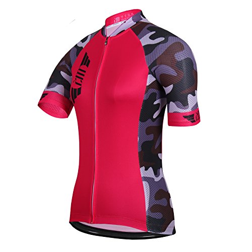 Women Short Sleeve Cycling Jersey Shirt Full-Zip Breathable Outdoor Sports Shirt Bicycle Clothes,5,Asia -L