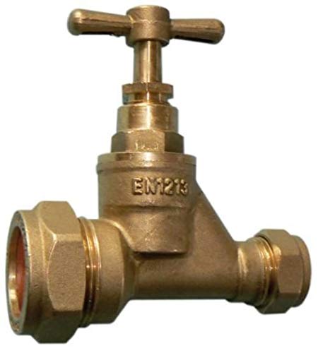 25mm MDPE to 22mm Copper Brass Stopcock - Pack of 2