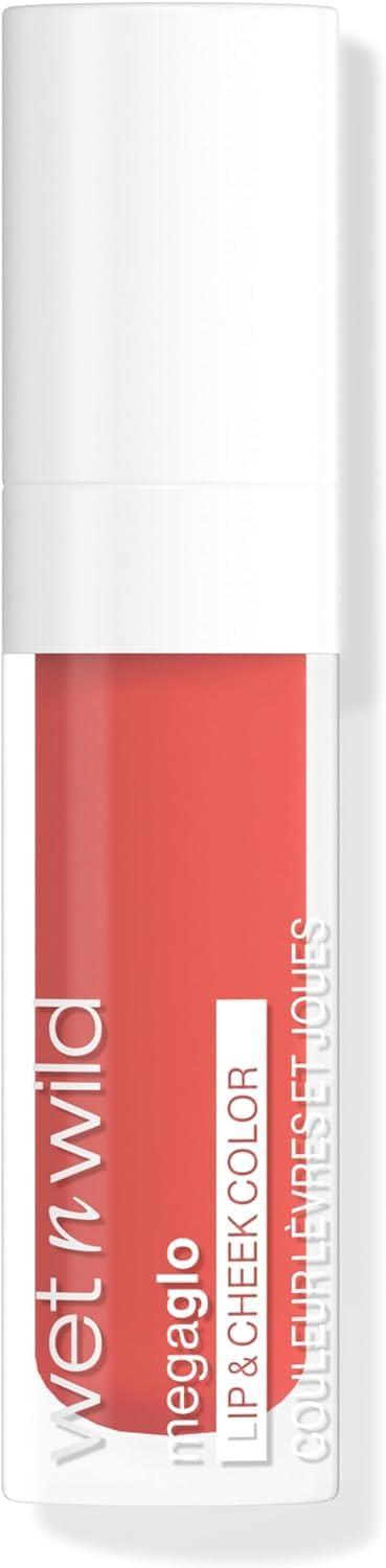 Wet n Wild Mega Glo Lip & Cheek Color, Lip and Cheek Tint with Soft Matte Finish, Lightweight and Buildable Formula for a Natural-Looking Flush, Coral Dream