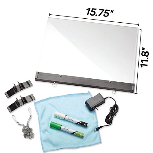 Alpine Industries LED Flashing Eraseable Message Board with Acrylic Writing Panel and Stand (12" x 16")