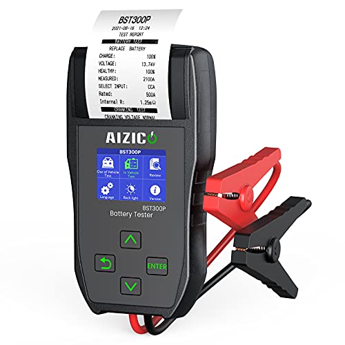 AIZICO Car Battery Tester with Printer, 12V/24V Automotive Alternator Load Tester, 100-2000 CCA Car Cranking and Charging System Analyzer Scan Tool for Heavy Duty Trucks, Cars, Motorcycles