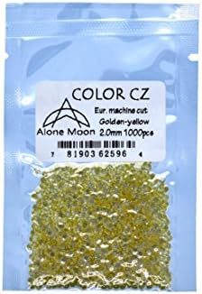 Alone Moon Colour Cubic Zirconia Loose Gemstones Round Europe Machine Cut 1.0-6.0mm High Temperature Wax Setting for Jewelry Making,Golden-Yellow 2.0mm1000pcs