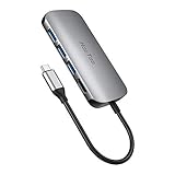 HooToo USB C Hub, 7-in-1 Adapter with Ethernet Port, SD/TF Card Reader, 4K HDMI, 3 USB 3.0 Ports for MacBook/Type C Windows Laptops (Grey)