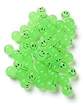 Let Them Glow! 27 MM Glow In The Dark Smile Face Balls Bulk Pack of 50 High Bounce Super Bouncing Balls Great for Stocking Stuffers, Birthday Parties, Party Favors, Party Supplies, Award Boxes.